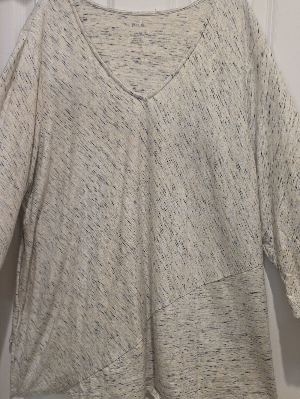 J. Jill Heathered Cream V-Neck Tunic Top 2x